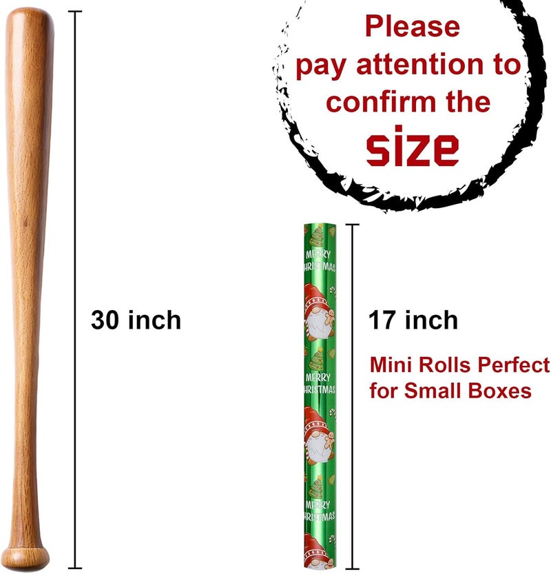Retrify Christmas Wrapping Paper - 17 Inch x 32.8 Feet Mini Roll - Cute Gnome Snowflake Green Gift Wrap Paper for Holiday Shower Party Celebration - Image 5